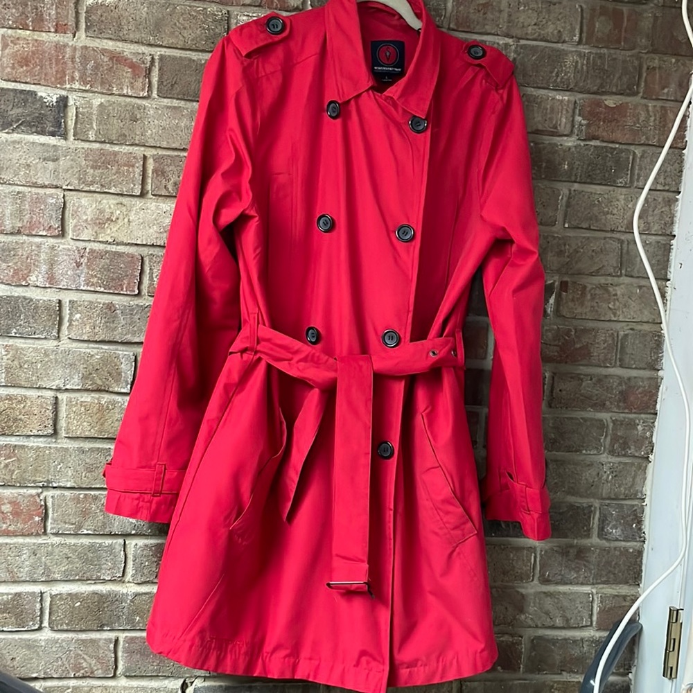 SCOTTEVEST TRENCH TRAVEL COAT RED LARGE EUC